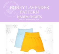 two children's shorts with the words honey lavender pattern