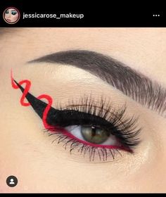 Red And Black Eye Makeup, Easy Vampire Makeup, Demon Makeup, Topsy Tail, Black Eye Makeup, Red Eyeliner, Eyeliner Designs, Cute Halloween Makeup, Makeup Inspired