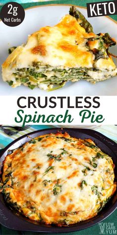 the cover of keto's crustless spinach pie