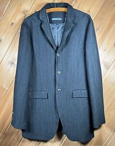 🔥 John Varvatos Italy Pinstripe Blazer Jacket | Linen Cotton Blend | Sz 50 | eBay Formal Pinstripe Outerwear With Pockets, Pinstripe Business Outerwear With Pockets, Business Pinstripe Outerwear With Pockets, Striped Long Sleeve Outerwear For Business Casual, Business Striped Single Breasted Outerwear, Business Striped Single-breasted Outerwear, Tailored Striped Outerwear With Lapel Collar, Striped Business Outerwear With Pockets, Business Striped Outerwear With Pockets