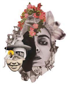 a collage of photos with flowers and people's faces in the middle one is wearing a mask