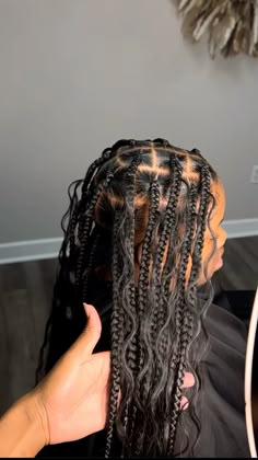 Small black waist length bohemian goddess knotless braids ~ 𝗳𝗼𝗹𝗹𝗼𝘄 4 𝗺𝗼𝗿𝗲 #knotlessboxbraids #braids #hairstyles #blackhairstyles #blackgirlhair #goddessboxbraids#bohemianboxbraids Large Knotless Box Braids Goddess, Medium Sized Boho Braids, Kids Medium Knotless Braids, Medium Knotless Braids Boho, Medium Knotless Goddess Braids, Medium Goddess Box Braids, Goddess Braids Medium Length, Medium Goddess Knotless Braids, Boho Knotless Braids Medium