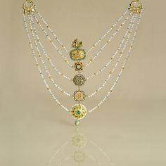 Nawab Necklace Panchlada Necklace, Uncut Diamond Necklace, Indian Motifs, Necklace Displays, Multi Gemstone Necklace, Festival Necklace, Colorful Stones, Ruby Bracelet, Diamonds Necklace