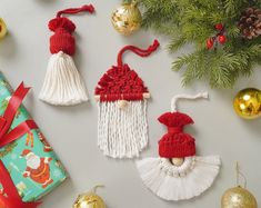 christmas ornaments are laid out on the table