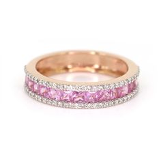 The perfect addition to your ring stack - our Natural Pink Sapphire with Diamonds!  RING DETAILS ◆ METAL DETAILS ◆ Metal Options: 14K & 18K Solid Gold (Message us for 9K/10K Gold Options) Colors: White, Yellow & Rose Gold Design: Half Eternity Design ◆ STONE DETAILS ◆ Stone: Natural Sapphires Sapphire Weight: 1.25cts Diamond Quality: VS/SI Clarity | G Color Diamond Weight: 0.27cts ◆ SAPPHIRE COLLECTION ◆ We have half-eternity bands in various Sapphire colors! Check them out on our page :) ◆ CUSTOMIZATION REQUESTS ◆ Want to customize this ring? Send us a message and we can help you! We undertake all sorts of custom jewelry orders. ◆ SHIPPING DETAILS ◆ Shipping: Via FedEx Express Processing Time: 5 to 10 Days Delivery: 5 to 7 Days Tracking ID provided Please feel free to message us for any m Fine Jewelry Princess Cut Stackable, Fine Jewelry Stackable Princess Cut, Stackable Diamond Ruby Ring For Promise, Luxury Stackable Sapphire Ring For Anniversary, Luxury Stackable Sapphire Anniversary Ring, Luxury Stackable Rings With Cubic Zirconia, Dazzling Stackable Rings With Round Cut, Luxury Gemstone Eternity Band For Anniversary, Fine Jewelry Stackable Rings In Diamond White