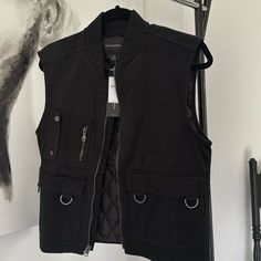 100% Cotton Zip Up Vest With Pockets Black Cotton Utility Vest, Black Utility Vest For Winter, Black Cotton Biker Outerwear, Vest With Pockets, Zip Up Vest, Banana Republic, Mens Jackets, Zip Ups, Jackets & Coats