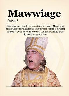 an image of a man wearing a priest's outfit with the words mawwage on it