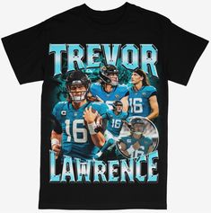 Beyond Dope Trevor Lawrence Jacksonville Jaguars NFL Football Tee Black Top With Front Print And Relaxed Fit, Black Fan Apparel T-shirt With Sublimation Print, Black Sublimation Print Fan Apparel T-shirt, Pre-shrunk Black Graphic Tee, Black Cotton Fan Apparel Tops, Black Fan Apparel T-shirt With Text Print, Black Fan Apparel T-shirt For Merchandise, Black T-shirt With Front Print For Fans, Black Fan Apparel Top With Screen Print