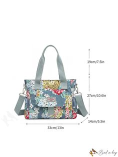 BirdinBag - Stylish Floral Print Womens Crossbody Bag - Durable Nylon Fabric, Casual and Fashionable Large Capacity Canvas Shoulder Bag, School Shoulder Bag With Adjustable Strap And Fabric Material, Fabric Travel Bag For Spring, Spring Travel Bag Made Of Fabric, Fabric Shoulder Bag For School, School Shoulder Bag In Fabric, Casual Fabric School Bags, Fabric Canvas Bag With Adjustable Strap For Travel, Fabric Shoulder Bag With Pockets For Travel