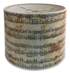 a lamp shade with musical notes on it