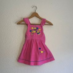 Vintage 1980s corduroy jumper dress with flutter sleeves and cheerleading bears. Maker- Happy Kids Size- tag 5 Length- 21 in Width- 12 in stretched before doubling.  Great vintage condition. Held in the light there is a very small, light stain. See last photo. Pink C 0599 2000s Kids Clothes, Corduroy Jumper, 80s Girl, Dress With Flutter Sleeves, Sublimation Ideas Projects Inspiration, Sublimation Ideas, Ap Art, Fort Collins, Small Light