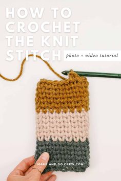 the crochet stitch is being worked on