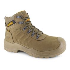 The DeWalt Bowman is a heavy-duty work boot ready to face any challenge. Resiliently constructed with a waterproof durable leather upper, electrical hazard safety rating, and a safeguard steel toe to provide optimal protection through rough jobs. The lace-up front closure combined with a padded tongue and collar lock your foot into place and provide support through the ankle. Breathable mesh lining pairs with the cushioned insole for cool long-lasting comfort while the slip and oil-resistant rubber outsole for superior traction. steel-toe safety boot design electrical hazard safety rating waterproof full-grain leather upper lace-up front closure for a secure fit padded collar and tongue for added ankle support cushioned insole for long-lasting comfort oil and slip-resistant rubber traction Boot Design, Safety Boots, Work Boot, Ankle Support, Waterproof Shoes, Shoe Show, Handbag Shoes, Designer Boots, Shoe Care