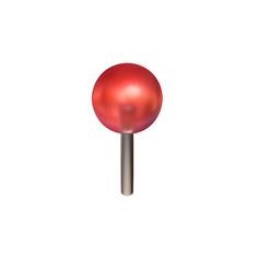 an image of a red ball on a metal pole in front of a white background