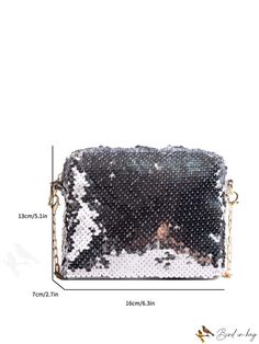 BirdinBag - Chic Mini Sequin Chain Square Bag - Elevate Your Glamorous Style! Square Party Bag With Chain Strap, Party Satchel Bag With Chain, Chain Satchel Party Bag, Party Chain Satchel Bag, Silver Clutch Bag, Glamorous Decor, Envelope Purse, Large Envelope, Sequin Clutch