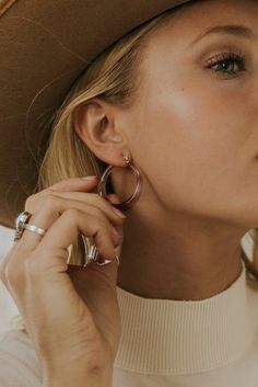 Eyes On You Hoop Earrings - Women's Earrings | ROOLEE Blooming Monogram, Monroe Hat, Marble Earrings, Lip Balm Holder, Trendy Hat, Triangle Necklace, Lightweight Earrings, Large Hoop Earrings, Wide Brimmed Hats