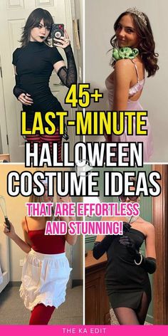 four different pictures with the words last - minute halloween costume ideas that are effortless and stunning