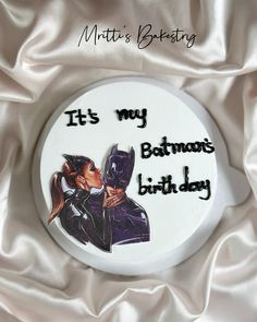 a button with the words it's my batman birthday written in black and white