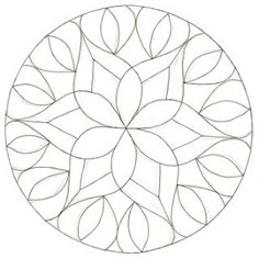 a drawing of a circular design with leaves in the center and one circle at the bottom