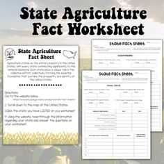 the state agriculture fact worksheet