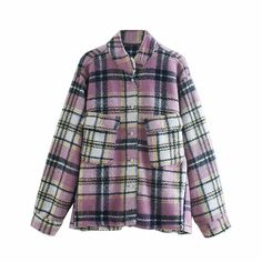 oversized boyfriend jacket in lavender plaid plaid short coat Ex Boyfriend Wool Blend Oversized Jacket trendy cclothes for women #trendyclothes #clothesforwomen #flannel #checkered #brushed