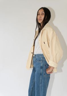 Meals Forager Coat in Butter – VESTIGE Beige Cotton Utility Jacket With Multiple Pockets, Cream Cotton Outerwear For Streetwear, Oversized Retro Cotton Outerwear, Retro Cotton Utility Jacket With Pockets, Everyday Vintage Utility Jacket With Patch Pockets, Vintage Beige Cotton Utility Jacket, Retro Cotton Utility Jacket For Streetwear, Casual Cotton Utility Jacket In Cream, Casual Cream Cotton Utility Jacket