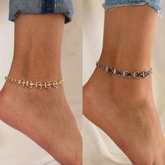 14k Gold plated anklets, set of 6 pcs stylish cz stone ankle bracelets, adjustable anklets for women Enter a world of classic beauty with our amazing collection of anklets plated in 14k gold. Our cz anklets are style statements rather than simple accessories. Feeling like royalty, they effortlessly elevate any outfit with their brilliant shine and beautiful embellishments. They're strong and lightweight at the same time, providing the ideal balance of style and comfort so you can wear them all d Elegant Cubic Zirconia Anklets, Adjustable Cubic Zirconia Anklets For Gift, Bracelets Adjustable, Anklets For Women, Simple Accessories, Anklet Jewelry, Body Jewellery, Classic Beauty, Ankle Bracelets