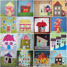 a book cover with many pictures of houses and buildings in different colors, shapes and sizes