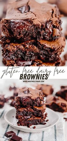 chocolate brownies stacked on top of each other with the words glups life baking free