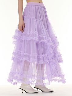 Women's Colorful Street Style Mesh Skirt Party Girl's Sheer Mesh Pleated Skirt Spring Party Maxi Skirt With Voluminous Skirt, Spring Party Voluminous Maxi Skirt, Party Mini Skirt With Ruffles, Spring Party Maxi Skirt With Tulle, Summer Party Tiered Maxi Skirt, Long Pleated Skirt For Summer Party, Spring Party Maxi Tulle Skirt, Flowy Summer Party Skirt, Flowy Skirt For Summer Party