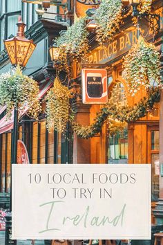 an irish pub with the words 10 local foods to try in ireland on it's front