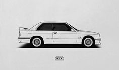 a drawing of a white car on a gray background