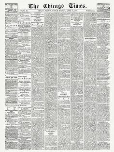 the chicago times newspaper is shown in this black and white photo, with an old fashioned font