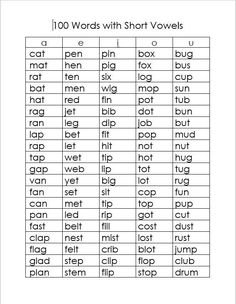 worksheet with short words to help students learn english