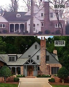 before and after photos of a house in the same color as it appears on this page