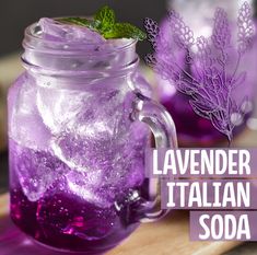 lavender italian soda in a mason jar