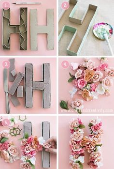 the steps to make a diy flower letter