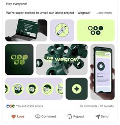 an ad for wegrow on the app store's facebook page, with images and text