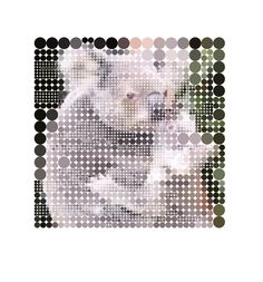 an abstract photo of a white cat with black dots