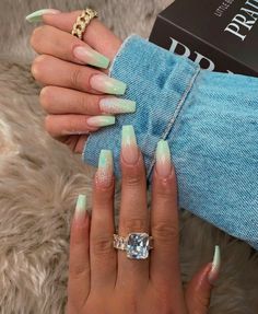 Idee Nails Summer, Nails Art Ete, Nails Art Vert, Nails Ete, Ongles Summer, Nail Art Ete, Cute Nails Design, Ongles Design, Ongles Nails