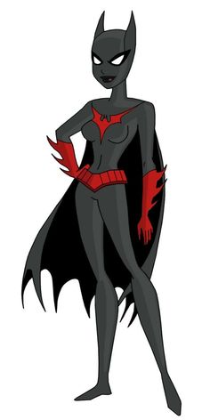 a cartoon character dressed in black and red