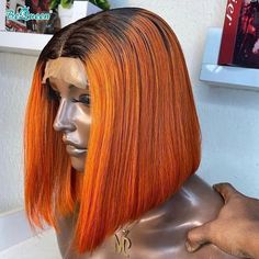 Orange Bob Wig, Orange Bob, 4x4 Lace Closure Wig, Human Lace Wigs, Double Drawn Hair, Classy Hairstyles, Wig Straight, 100 Human Hair Wigs, Lace Closure Wig