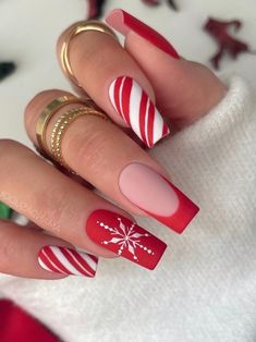 65+ Cute Candy Cane Nails Perfect for Christmas • Kbeauty Addiction Design Nails Christmas, Christmas Themed Nails Short, Holiday Nails Coffin Christmas, Christmas Nails 2022 Candy Cane, Red Christmas Design Nails, Chistmas Nails 2022, Candy Cane Nails Square, Xmas Nails Coffin, Christmas Acrylic Nails Holiday Simple