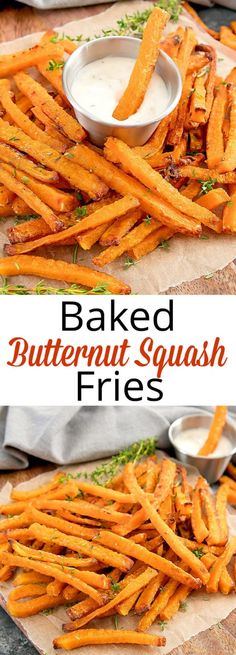 baked butternut squash fries with ranch dip