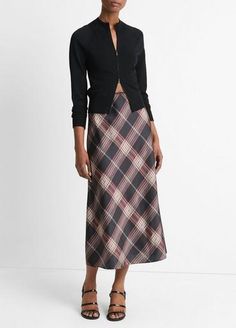 Buy Plaid Shaped Hem Slip Skirt for USD 365.00 | Vince Midi Slip Skirt, Satin Slip Skirt, Baby Clothes Sale, Sweater Collection, Slip Skirt, Satin Slip, Tee Dress, Sweater And Shorts, Shirt Accessories