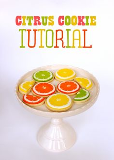 citrus cookies on a white plate with the words citrus cookie tutor above it and below