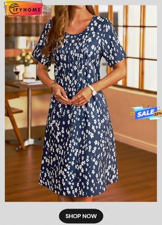 Floral Short Sleeve Casual Woven Dress Floral Print Shift Midi Dress, Knee-length, Casual Mid-length Floral Print Mini Dress, Casual Mid-length Floral Mini Dress, Non-stretch Short Sleeve Dress For Daywear, Casual Non-stretch Floral Print Midi Dress, Casual Non-stretch Midi Dress With Floral Print, Floral Print Shift Midi Dress, Casual Non-stretch Knee-length Dress, Floral Short