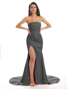 steel-grey|estrella Bridesmaid Dresses Uk, Satin Formal Dress, Mermaid Bridesmaid, Prom Dresses Long Mermaid, Mermaid Bridesmaid Dresses, Bridesmaid Dresses Online, Satin Bridesmaid Dresses, Custom Size Dresses, Prom Dresses Online