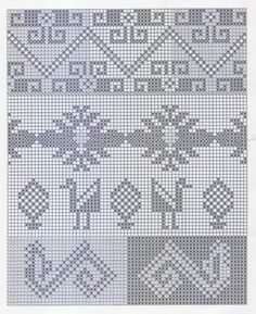 the cross stitch pattern is shown in grey and white