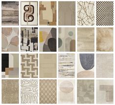 many different types of rugs and patterns are shown in this collage, including one with